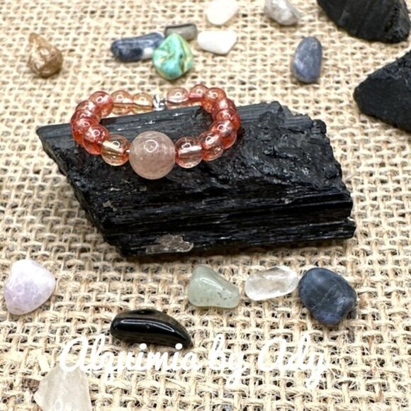 Cherry Quartz freshwater pearl beaded handmade boho ring band - Picture 1 of 7